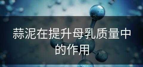 蒜泥在提升母乳质量中的作用